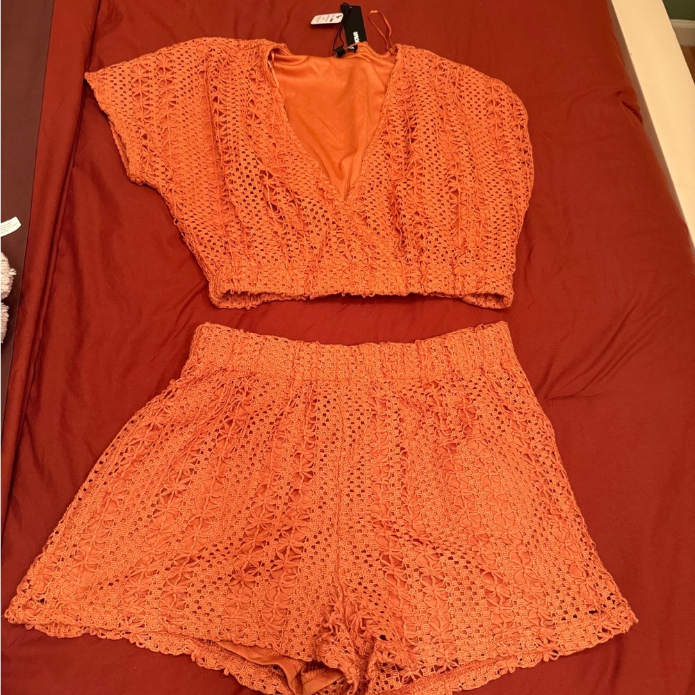 Fashion Nova Orange Crochet Set